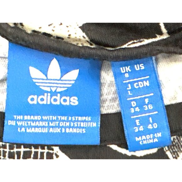 Adidas Originals Trefoil Crop Tank Floral Graphic Black White Large Athleisure - Picture 7 of 13